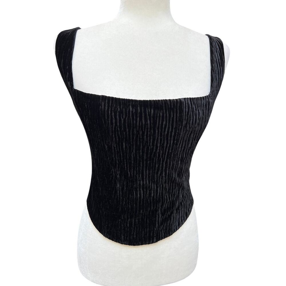 Naked Wardrobe Square Neck Velvet Tank Top Black Women’s Size Large L NWT NEW